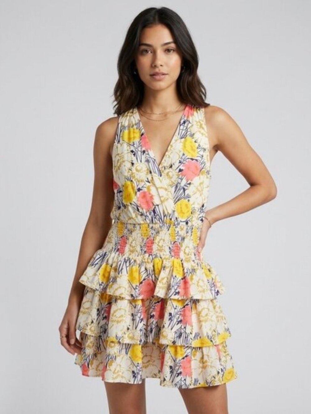 NWT BCBGMAXAZRIA Womens Fit and Flare Racerback Tiered Skirt Mini Dress size xl